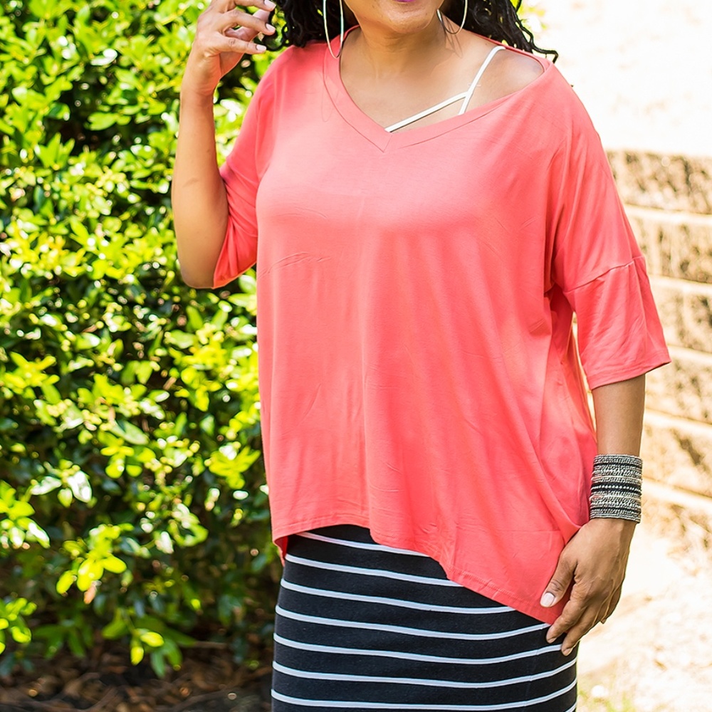 Coral High Low Basic Tunic